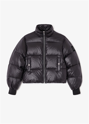 Shiny Nylon short puffer jakke Black W0957 Ganni 